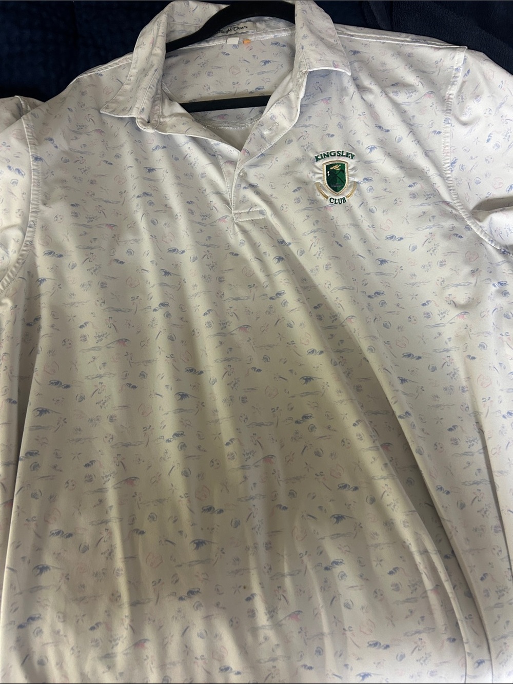 Kingsley Club White Printed Polo Shirt with Crest